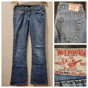 TRUE RELIGION - Flare-leg Lowrise jeans horseshoe details pockets Size 25